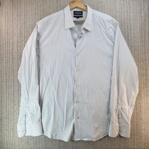 Bonobos Shirt Mens XL White Blue Micro Dot Standard Fit Stretch Long Sleeve